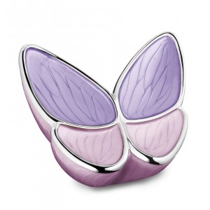 Brass Cremation Ashes Urn - Medium Size - Wings of Hope – Pink Lavender Butterfly